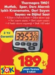 THERMOPRO TM01 MUTFAK, SPOR, DERS ALARMLI IŞIKLI KRONOMETRE, GERİ SAYIM SAYACI VE DİJİTAL SAAT
